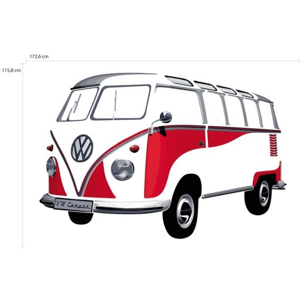 Vægdekoration, VW T1 bus, rød - Collection -