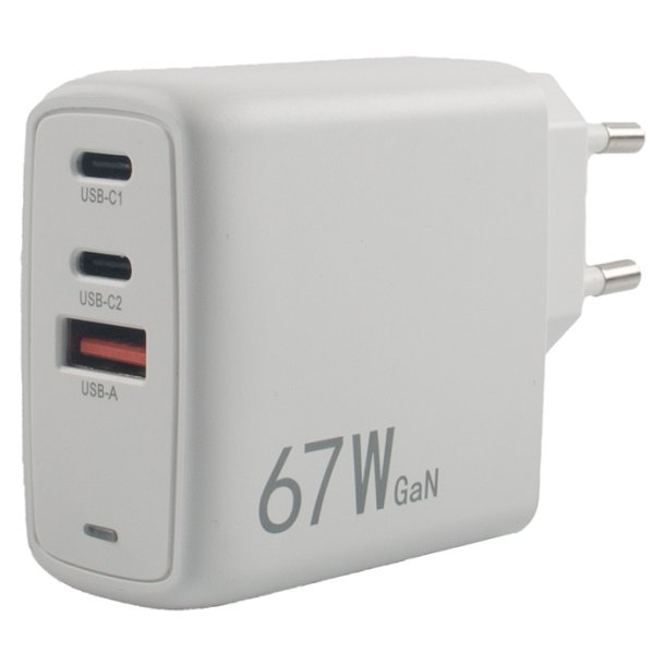 Elworks 67W lader m. 3 udtag 2 USB-C/1 USB-A