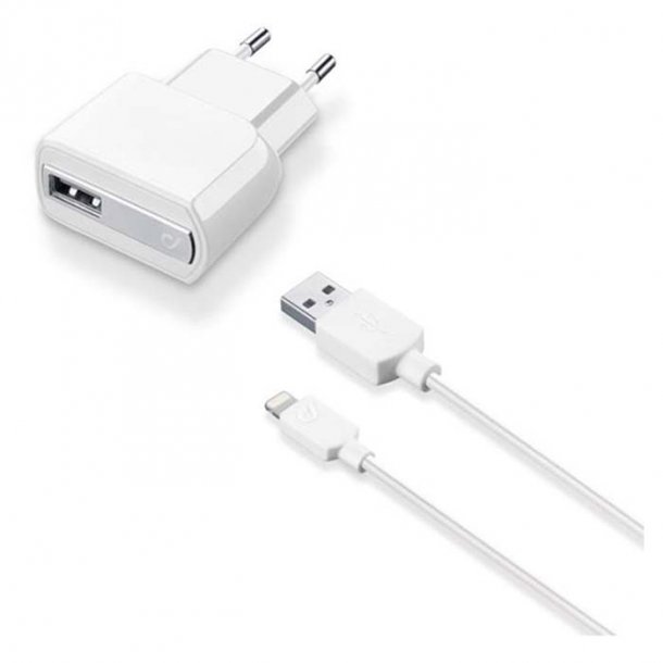 Cellularline 220V lader lightning kit, 12W, Apple, hvid