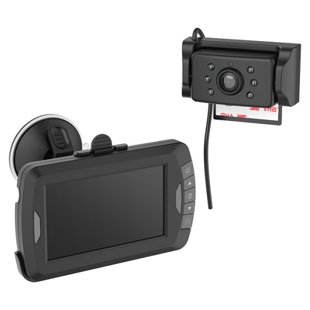 Bakkamerast m. 4,3" skrm trdls 12/24V