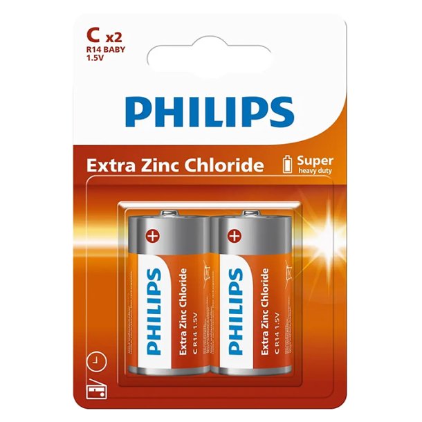 Philips Longlife C batteri 2 stk.