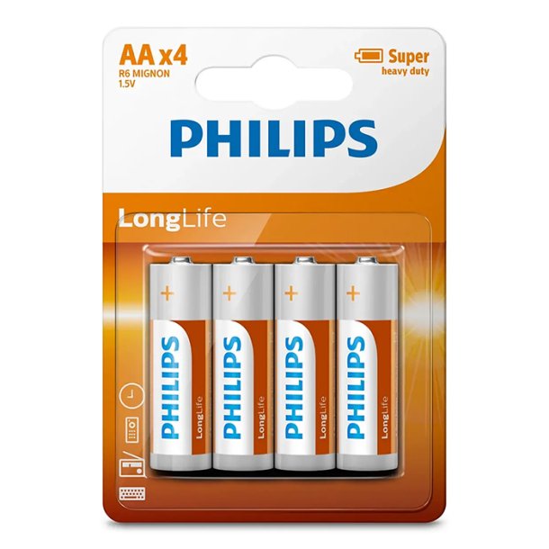 Philips Longlife AA batteri 4 stk.