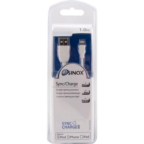 Sinox USB til Lightning 1m hvid