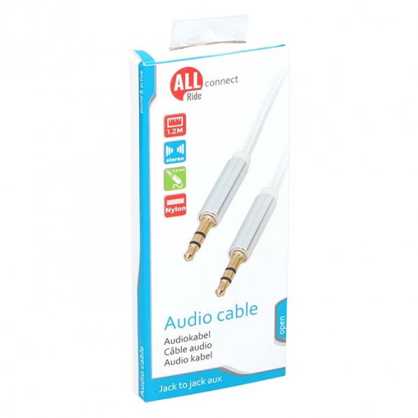 Allride Connect 2,0 minijack 3,5mm lydkabel, 1,2m, nylo