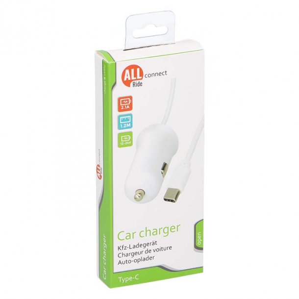 Allride Connect 2,0 cigarett�nder oplader, USB-C, 2,1A,