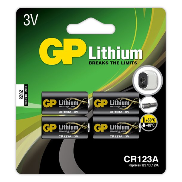 GP Pro Lithiumbatteri, CR 123A, 4-pak