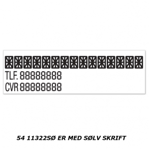 Firma, tlf. og cvr-skilt slv