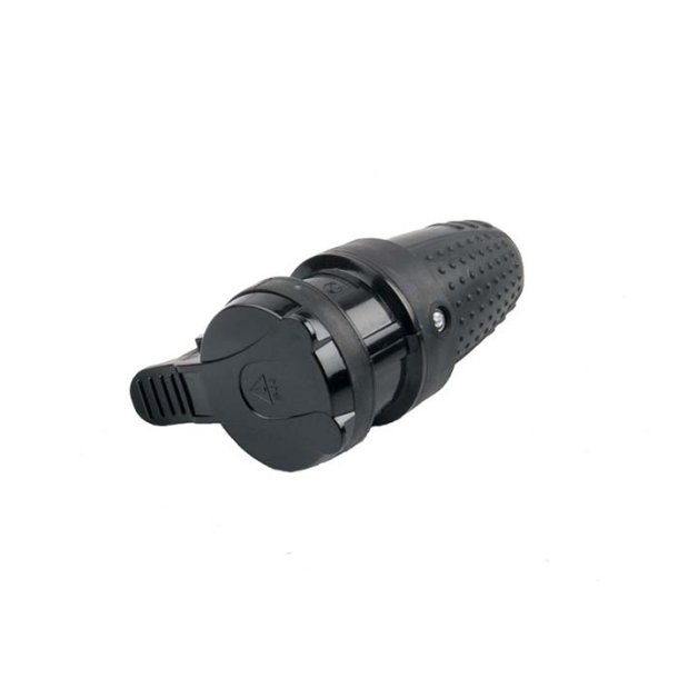 Forl�ngerled m/side-jord ip44. sort gummi hun