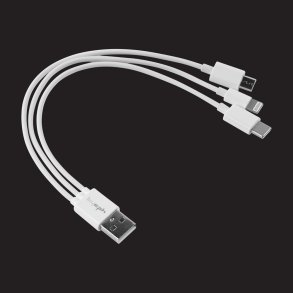 Leki USB til 3i1 kabel hvid 0,2m